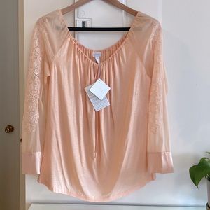 La Perla Silk Long Sleeved Viscose Top with Lace